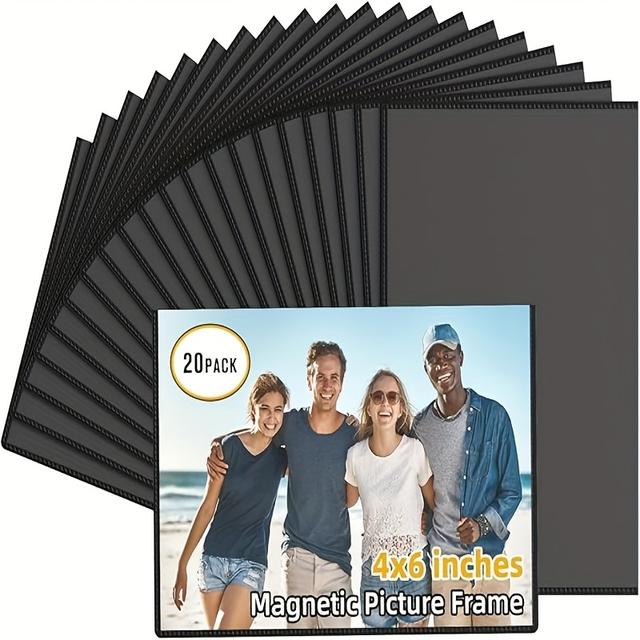 TEMU 20pcs Reusable Magnetic Photo Frames, Suitable For Home, School, Office, Fridge, Iron Bookshelf, Cabinet, And More For Display
