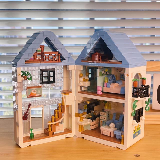 TEMU Mehr als 1000 Bausteine für eine gemütliche Villa in einem kleinen Ort, perfekt für die Wohnungsdekoration, Geburtstagsgeschenke, Ostern und Weihnachtsgeschenke