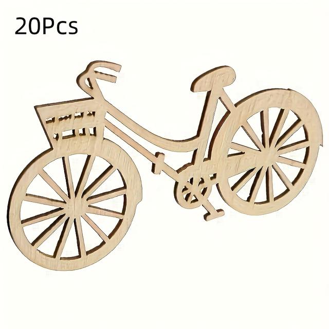 TEMU 20pcs, , Wooden Bicycle Shaped Wood Chips, Diy Handmade Artworks, Creative Nostalgic Decorations, Suitable For Painting, Art Decoration, And Home Decoration