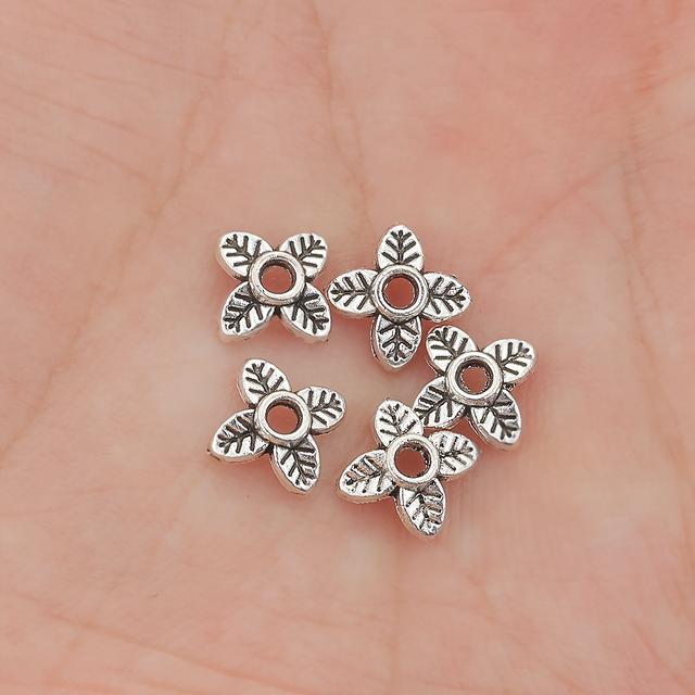 TEMU 100pcs Clover Bead Caps - Alloy Spacer Beads For Making, Earrings, Necklaces, Bracelets - Craft Supplies