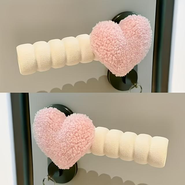 TEMU 2 шт. Рожевий/Чорний/Серцеподібний Дверний Стопор - М’який Плюшевий Захисник від Ударів, Міцний Пластиковий Овальний Дизайн, Декоративний Стопор для Дому та Офісу, Захист Стін від Подряпин