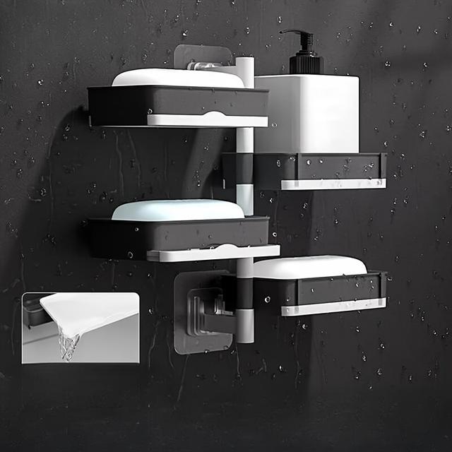 TEMU Wall-mounted Spinning Soap Holder - Rotating Door/wall-mountable Plastic Rectangular Bathroom With Spinning Door For Access, Hygienic Soap Dispenser Suitable For Bathrooms, Shower & Bathtub Areas