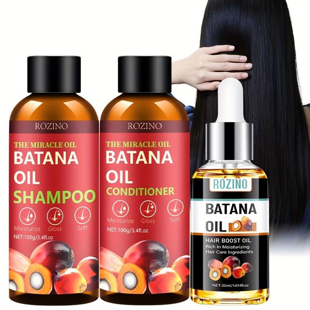 TEMU The Batana Hair Care Trio Includes A Cleansing Essential Oil That Provides Gentle Deep Maintenance, Revitalizes Hair Moisture, Enhances Hair Strength, And