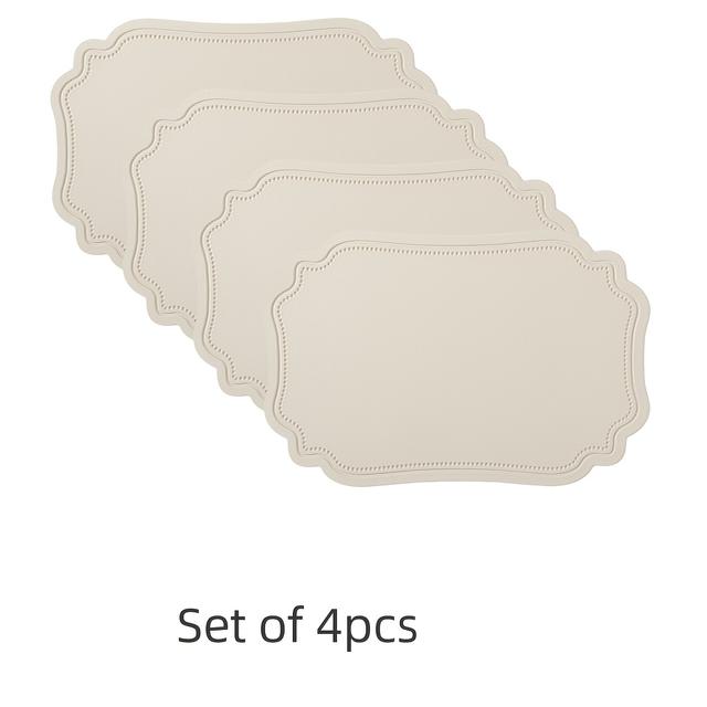 TEMU 4 Stück hitzebeständige PVC-Tischsets mit dekorativen Wellenkanten - Orange & Grün, nordische Tischmatten für Feiertagsdeko, Partys und tägliches Essen – Langlebige Küchen- und Esszubehör