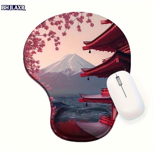TEMU แผ่นรองเมาส์ BHJLAXR ลวดลายซากุระป้อมไฟญี่ปุ่น & - Non-Slip PU Base, ขนาดเล็กสำหรับโต๊ะทำงานใช้ที่บ้าน, Gaming, ออฟฟิศ - Acssory Computer Japanese Theme + Decorative Workspa for Home Setup