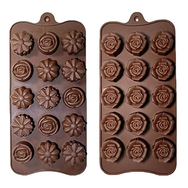 TEMU 2 moldes de silicona con forma de flor, moldes para hacer pasteles y chocolate con formas de rosas, moldes de flores 3D para fundir cera, molde de rosa para decoración de cupcakes y postres