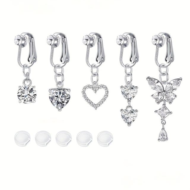 TEMU AVYRING 5 st Bohemiska Clip-On Navelringar - Piercingfria Navelringar med Clips, för Sommarstrand, Vårsemester & Dag-present, Clip-On Kroppssmycken ( Piercing)