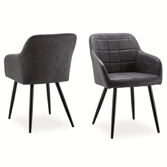 TEMU Clipop Leather Dining Chairs Set Of 2, Lounge Reception Chairs With And Metal Legs, Padded Accent Armchair For Kitchen Dining Room, Living Room Corner Bedroom