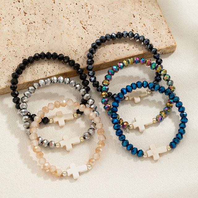 TEMU 6-delige Boheemse stijl meerkleurige kralenarmbandenset met kunstkristallen, meerlaagse turkooizen kruisarmband, geschikt voor feestdagcadeaus en alledaags veelzijdig