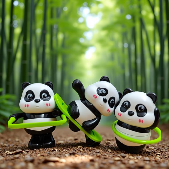TEMU 3pcs Toys, Novelty Toys, Panda Toys Panda Plush Toy Gifts For Girls Boys Resin Animals Kawaii Sports Panda Suit, Skipping Rope, Walking, Skateboarding, Spinning In Circles, Cute Cartoon