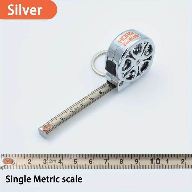TEMU 1/2pcs Horn Mini Measure 2m (metric Scale) Heavy-duty Steel Ruler With Keychain Clip - Compact Portable Suitable For Diy,, Tailoring, Measuring For Gifts, Multipurpose For And -the-