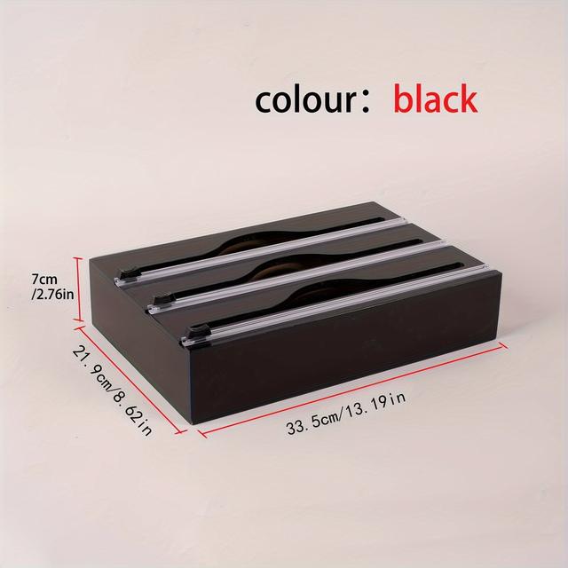 TEMU 1 organizador de envoltorios de bambú con cortador y etiquetas, papel film, papel de aluminio y dispensador de cera para cocina