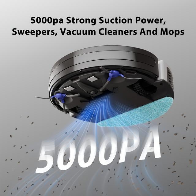 TEMU Robotic Vacuum Cleaner And Mop Combo, App/voice Control, 2-in-1 Robot Vacuum, 5000pa Suction, Scheduled Cleaning, Automatic Recharge, For Pet Hair, Low Pile Carpet