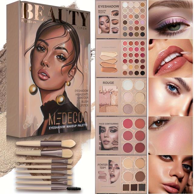 TEMU Multifunctional Makeup Palette Set, 67-color Palette Including Eyeshadow, Blush, Lipstick, Highlighter, And Contour, With Makeup Brushes, Portable And Convenient, Makeup Is For Women And Teens
