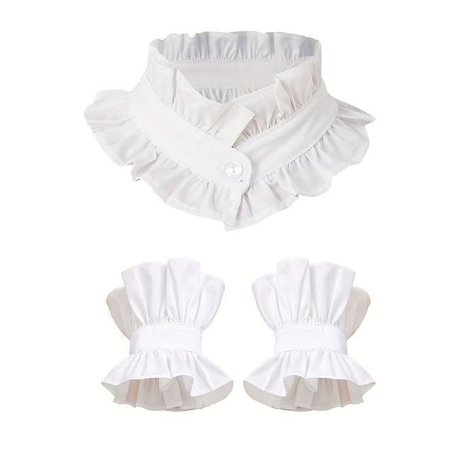 TEMU Elegante Cuello de Inspiración Victoriana con de Botones con Volantes y - para Halloween, Fiestas de y Reconstituciones