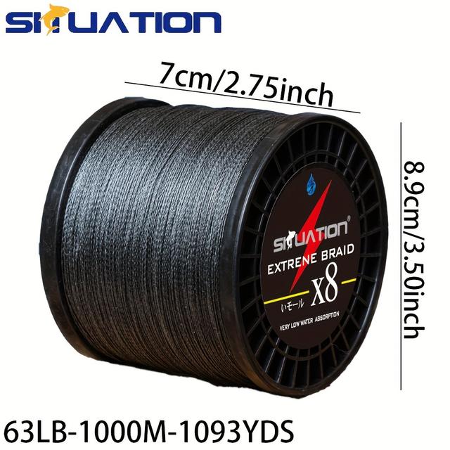 TEMU 1000 Meters / 1093 Yards, Pe Braided Fishing Line, 8 Strands Of Ultra-, Ideal For Sea Fishing, Ice Fishing, , And Rock Fishing, Fishing Equipment, In 13lb, 26lb, 41lb, 63lb, 85lb, And 110lb