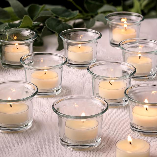 TEMU Tealight Candle Holder Set Of 12 Clear Glass Votive Candle Holders Bulk For Birthday Decorations, Wedding, Party & Home Decor