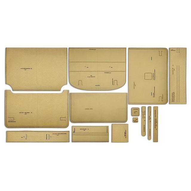 TEMU 14개 수제 가죽 핸드백 브리프케이스 제작 크라프트 템플릿 가방 재봉 패턴 수제 가죽 레이아웃 스텐실 크라프트 가죽 도구 추가, 지갑 제작, DIY 지갑 제작