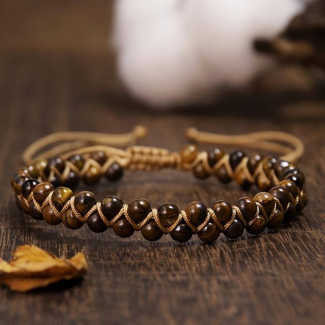 TEMU 여성용 팔찌 - 천연 타이거스 아이 스톤 비즈, 일상 & 특별한 날을 위한 주얼리, 생일·기념일·개인적인 성취를 위한 의미 있는 선물, 사계절 우아한 액세서리, 핸드메이드 비즈워크