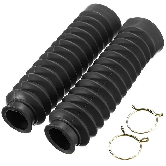 TEMU 2pcs Black Rubber Shock Absorption Dustproof Motorcycle Front Fork Gaiters Protector Covers
