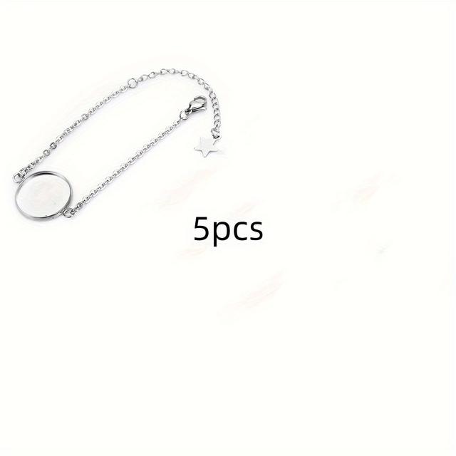 TEMU 5 piezas por paquete, bandejas de piedras preciosas de acero inoxidable para incrustaciones de joyería, suministros personalizados para hacer accesorios de pulseras hechas a