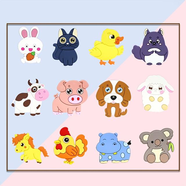 TEMU 12 Piezas de Adhesivos Magnéticos de Animales Tiernos para Nevera, Imanes para Pizarra Blanca y Gabinete de Lavavajillas, Decoración del Hogar, Regalo