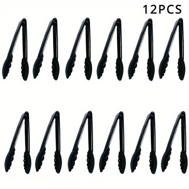 TEMU 2/4/6/12/24 stk Plasttenger for Servering 9.45 Tommer - Kraftige Gjenbrukbare eller Engangs Serveringstenger for Catering, Middagsselskaper, Banketter, Buffeer, Arrangementer, Bryllup og , Svart