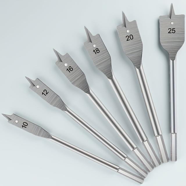 TEMU 6 db-os hárompontos fa lapos fúró készlet - Fiók- és ajtózár lyuknyitók, fa deszka lyukbővítők és lapos fúrók kombinációja - Alkalmas fához, műanyaghoz és puha fához