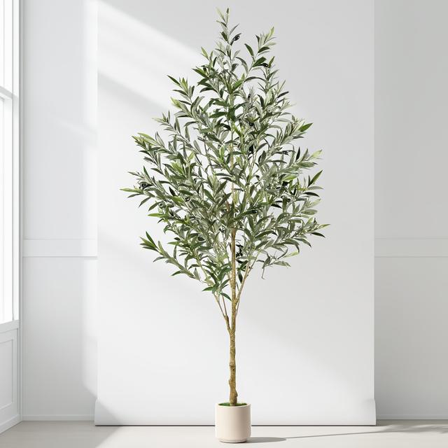 TEMU 6ft Artificial Olive Tree (180cm) With A Stylish White Pot, A Lifelike Plant Featuring A Wooden Trunk And Fruits, Perfect For Decorating Your Home, Office, Or Living Room Indoors And Outdoors