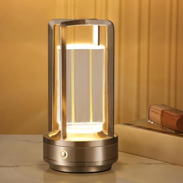 TEMU Cordless Charging Crystal Vintage Table Lamp | 2000mah + Three- Dimming, Serves As A Decorative Light For Bars/restaurants, And Can Also Be Used For Outdoor Camping Lighting Or Bedside