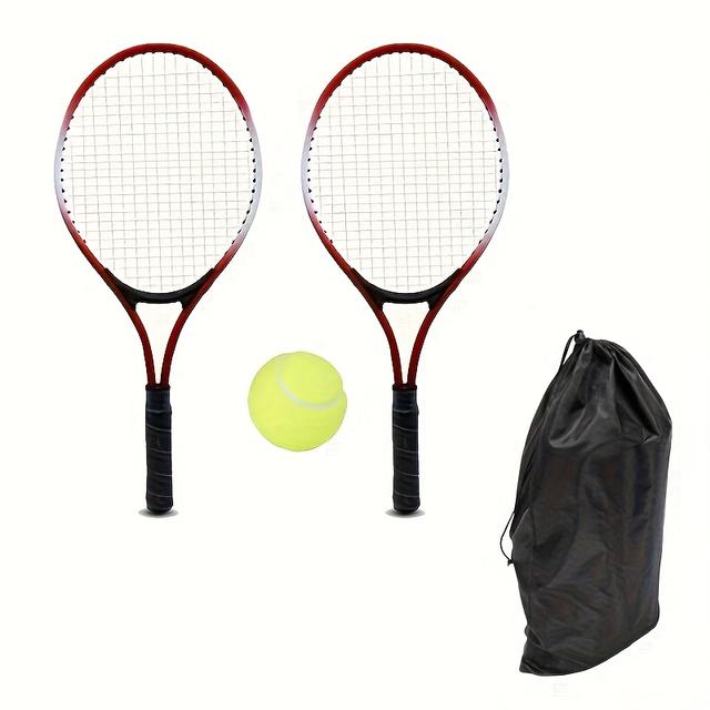 TEMU 2pcs Tennis Racket And 1pc Tennis Ball For Beginner Training, Durable Tennis Racquet With High Elasticity, Tennis Racket With Storage Bag