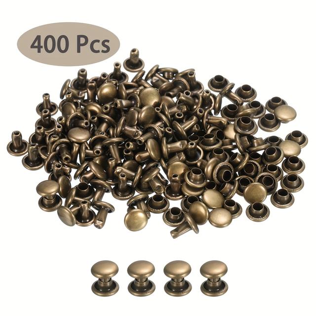 TEMU 200/400pcs Leather Rivets, 6x6mm Rivets Metal Studs Rivet Additions For Leather Craft Repair Purse Belts Bags Shoes