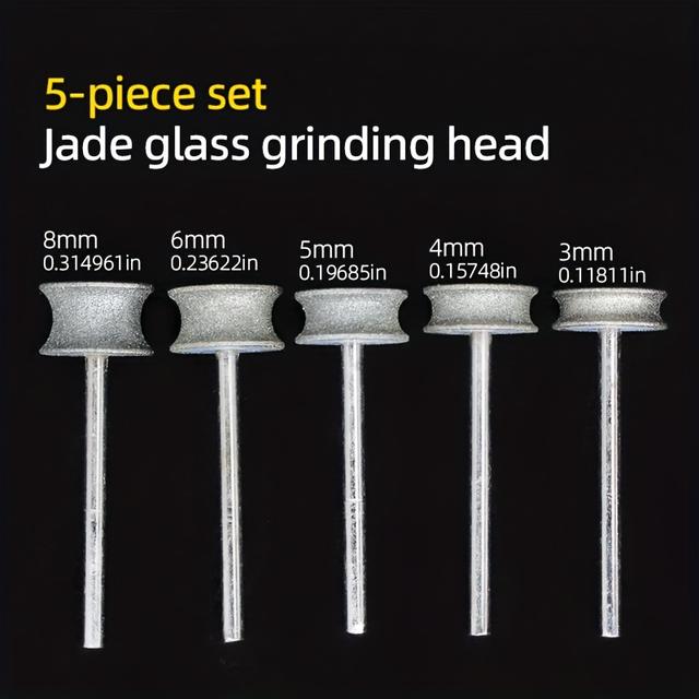 TEMU Zestaw 5 sztuk głowic szlifierskich o szerokości rowków 3/4/5/6/8 mm, do fazowania zaokrąglonych krawędzi szkła i szlifowania łukowego, zestaw narzędziowy
