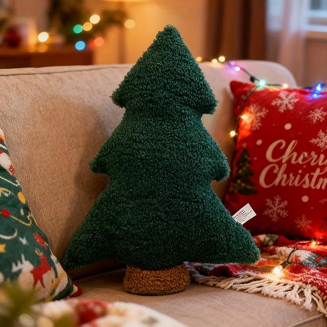 TEMU Petit Coussin Arbre de Noël Mini 33cm X 25cm (12,9" X 9,8"), Coussin, Oreiller, Arbre de Noël, Coussin de Canapé