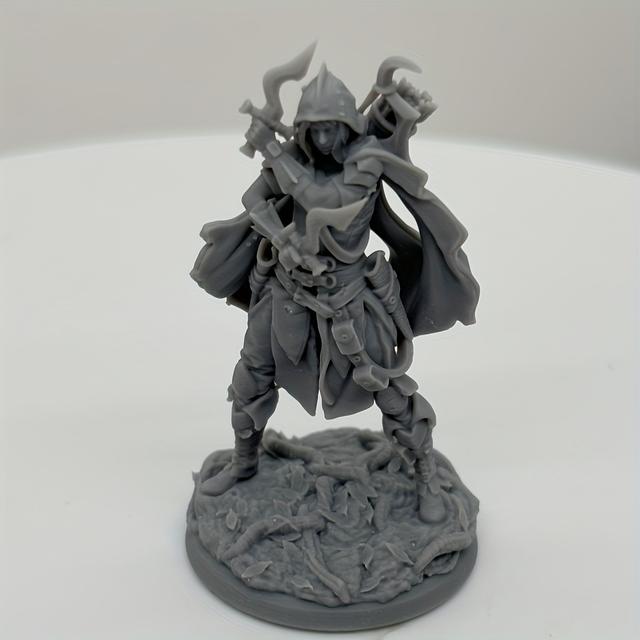 TEMU de fantasía, miniatura en 3D, pieza de juego de mesa, figura de personaje femenino de guardabosques con base de 25 mm para mazmorras y juegos , mayores de 14 años - Paquete individual