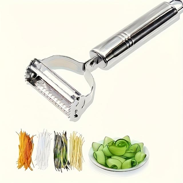 TEMU This Multifunctional Stainless Steel Peeler Is Easy To Grip And Durable, Designed For Slicing And Peeling Fruits And Vegetables, As Well As Chopping And Shredding