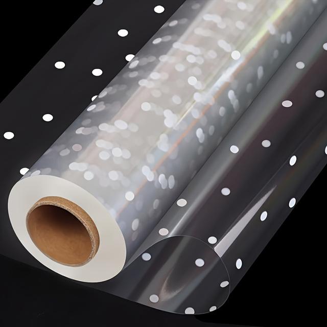 TEMU 30m Clear Cellophane Wrap Roll With White Dots | Thick Transparent Gift Basket Wrapping Film For Snacks, Gifts, Holidays, Birthday & Valentine's Day