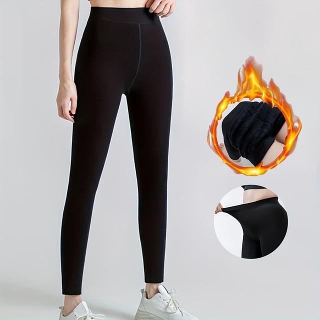 TEMU Leggings de Lã , Leggings Curtas Quentes e Espessas de Elasticidade, Versátil para Deslocações