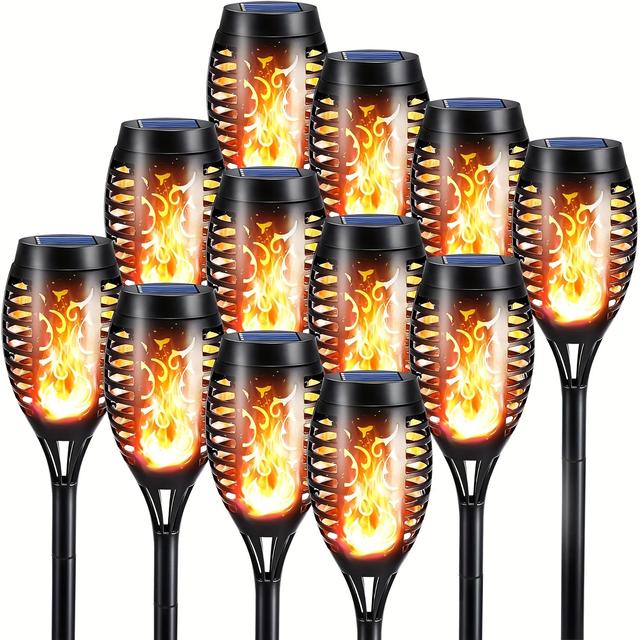 TEMU 4/6/8/12 Pack Solar Lights Outdoor, Solar Torch Lights With Flickering Flame, Outdoor Yard Decorations Lights For Holiday, Garden, Lawn, Walkway, Outdoor Halloween Decorations