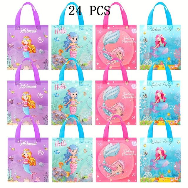 TEMU 24 unidades Bolsas de de caricaturas de , Bolsas de regalo para fiestas de , con asa Bolsas de tote de tela no tejida reutilizables para fiestas de y vacaciones