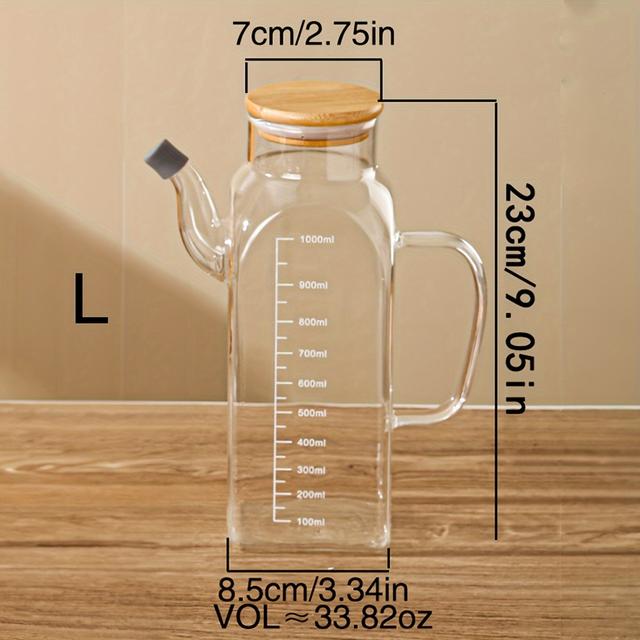 TEMU 1pc High Leak-proof Graduated Transparent Glass Oil Bottle