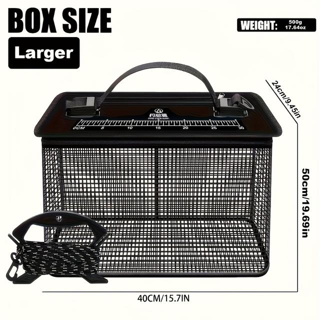 TEMU Universal Synthetic Rubber Live Fish Basket - Floating With Coating Woven Mesh, Quick Dry, Anti-wrap And , Durable Fishing Gear For All