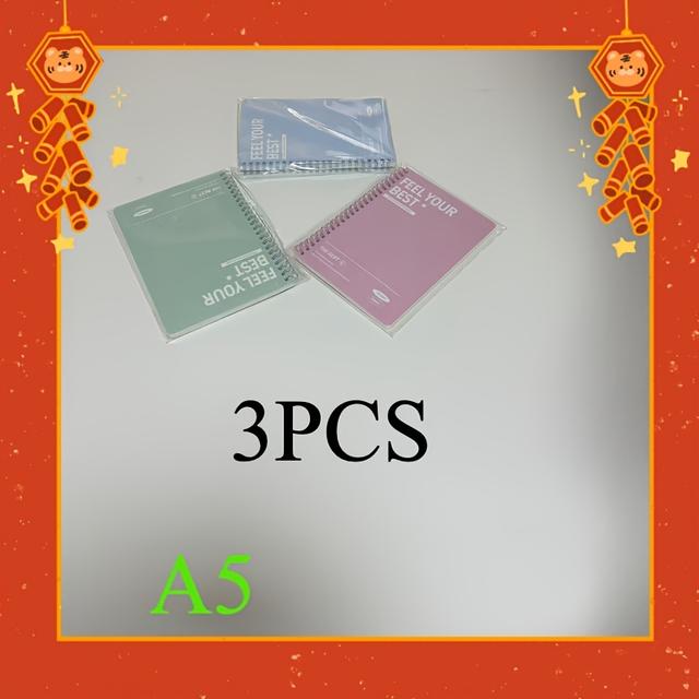 TEMU 3pcs Colorful A5 Exquisite Notebook Set, Each With 60 Pages And Spiral Binding, Suitable For Study And Office Notepads, Colorful Diaries, Used In Study And Office