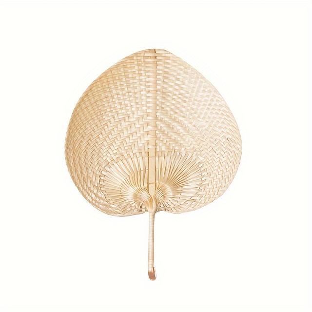 TEMU Hand-woven Peach-shaped Bamboo Fan, Summer Fan, Artistic Cooling And Mosquito-repellent Fan, -cranked Fan, Ancient-style Large Banana