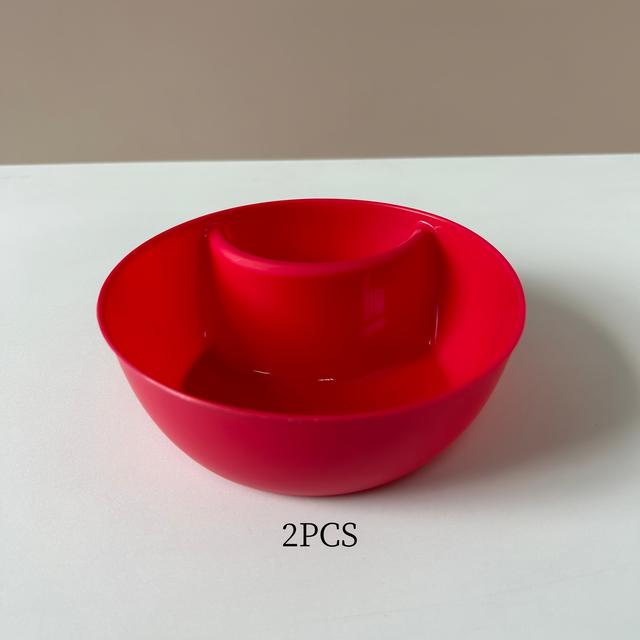 TEMU 2pcs Plastic Snack Bowl With Dipping Rack, Dipping Container, Stackable And Space-saving Design, Suitable For Home And Restaurant Use