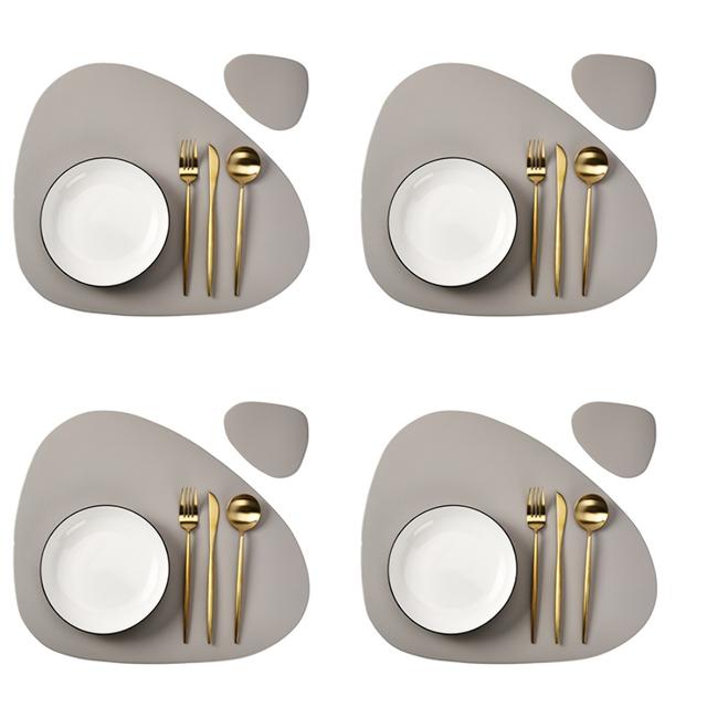 TEMU 8-teiliges Set Weihnachts-Placemats und Untersetzer, oval, rund, Kunstleder-Tischmatten, Küchenzubehör, Partydekoration, (4 Stück Placemats und 4 Stück Untersetzer)