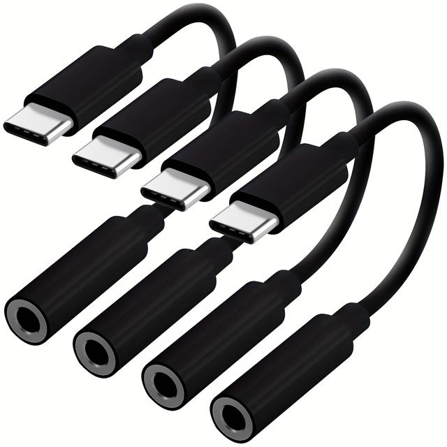 TEMU 2/4pcs Usb Type C To 3.5mm Audio Adapter, Usb Type C To 3.5mm Female Headphone Jack Adapter