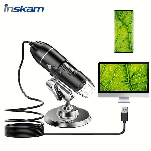 TEMU 1600x 200w/30w Pixel Digital Microscope Camera, 3-in-1/usb Portable Electronic Microscope, For Skin Detection, Insect Observation, Circuit Detection