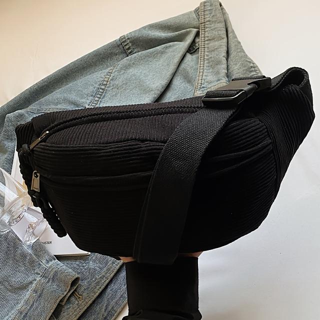 TEMU Damen Cord-Handtasche mit verstellbarem Trageriemen & Mehrfachtaschen-Organisation - Reißverschluss Casual Tasche, Cord & (/////) für den täglichen Weg, Einkaufen