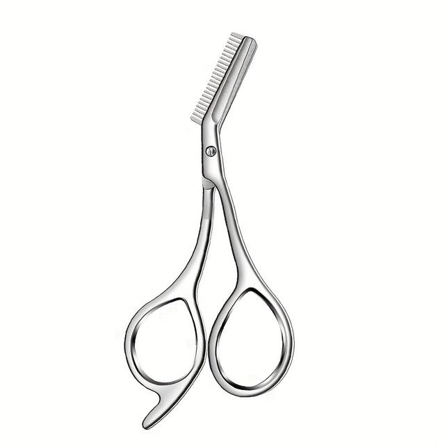 TEMU Professional Stainless Steel Eyebrow Scissors With Comb - Hypoallergenic Ergonomic Two-handed Design, For , Durable Metal Construction For Long-lasting Use, Precision Shaping & Grooming